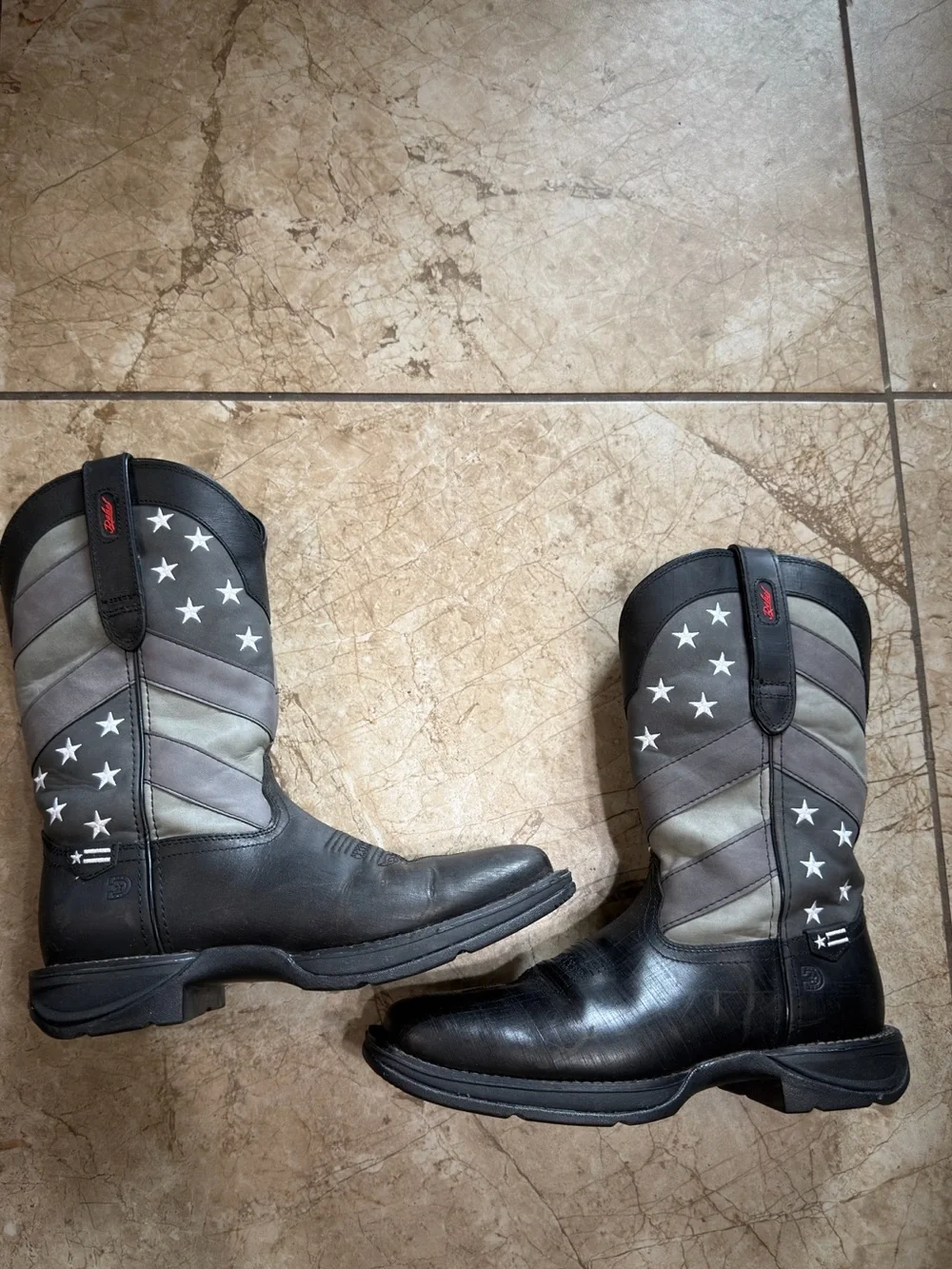 Men’s Durango Black and Gray Flag Accent Western Boots